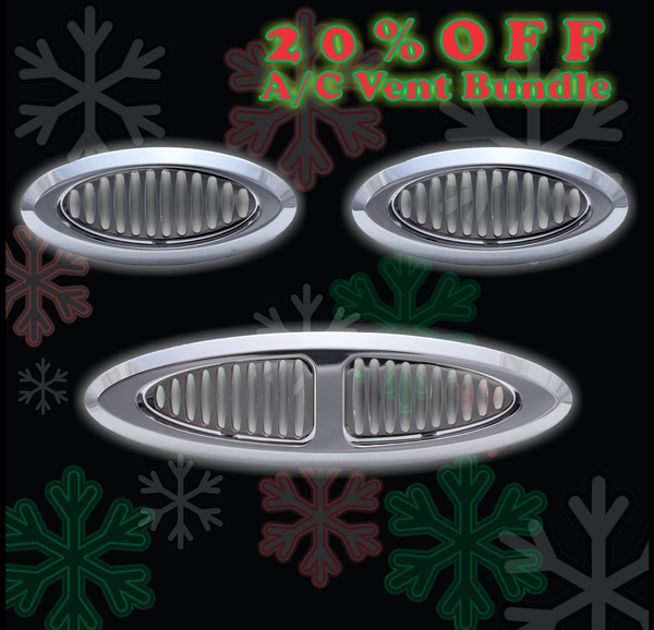 Oval A/C Vent Set - 30 Degree Bezel - 2 Single Vents / 1 Dual Vent