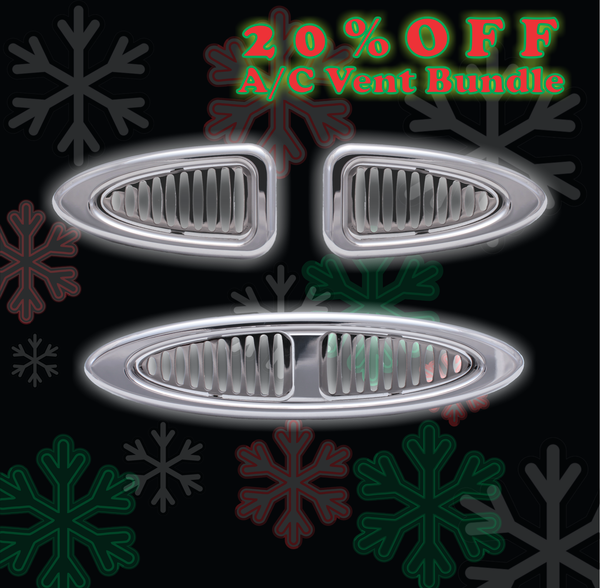 Triangular / Oval A/C Vent Set - Radius Bezel - 2 Triangular Vents / 1 Dual Oval Vent