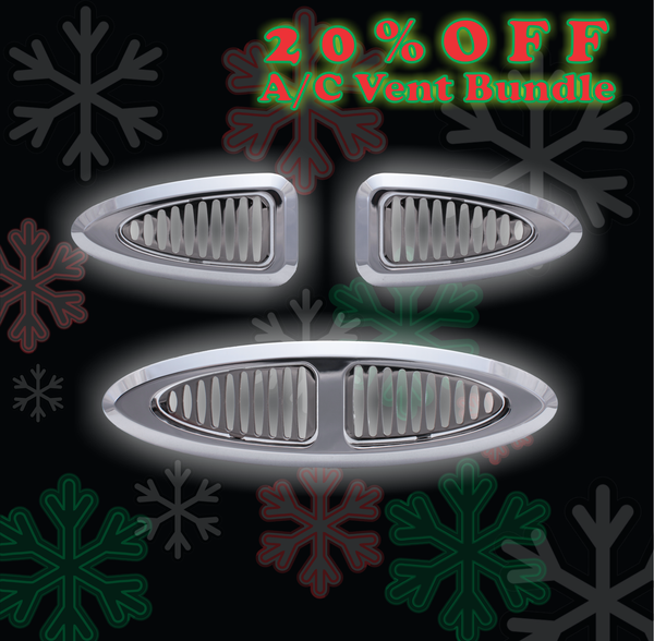 Triangular / Oval A/C Vent Set - 30 Degree Bezel - 2 Triangular Vents / 1 Dual Oval Vent