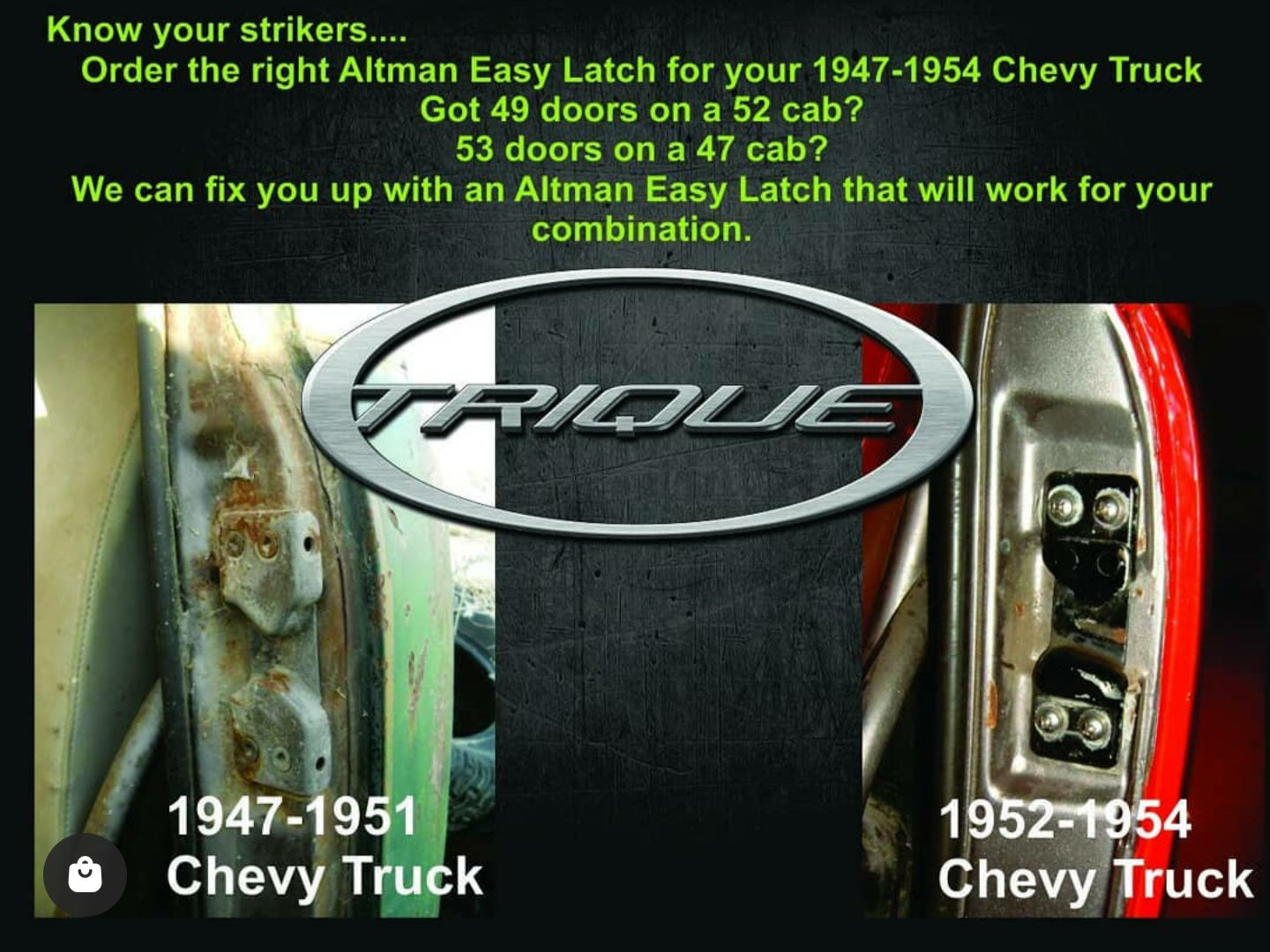 Door Swap 52-54 Doors on a 47-51 Cab - Altman Easy Latch™ – Trique Mfg