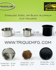 Black Aluminum Cup Holders (Pair)