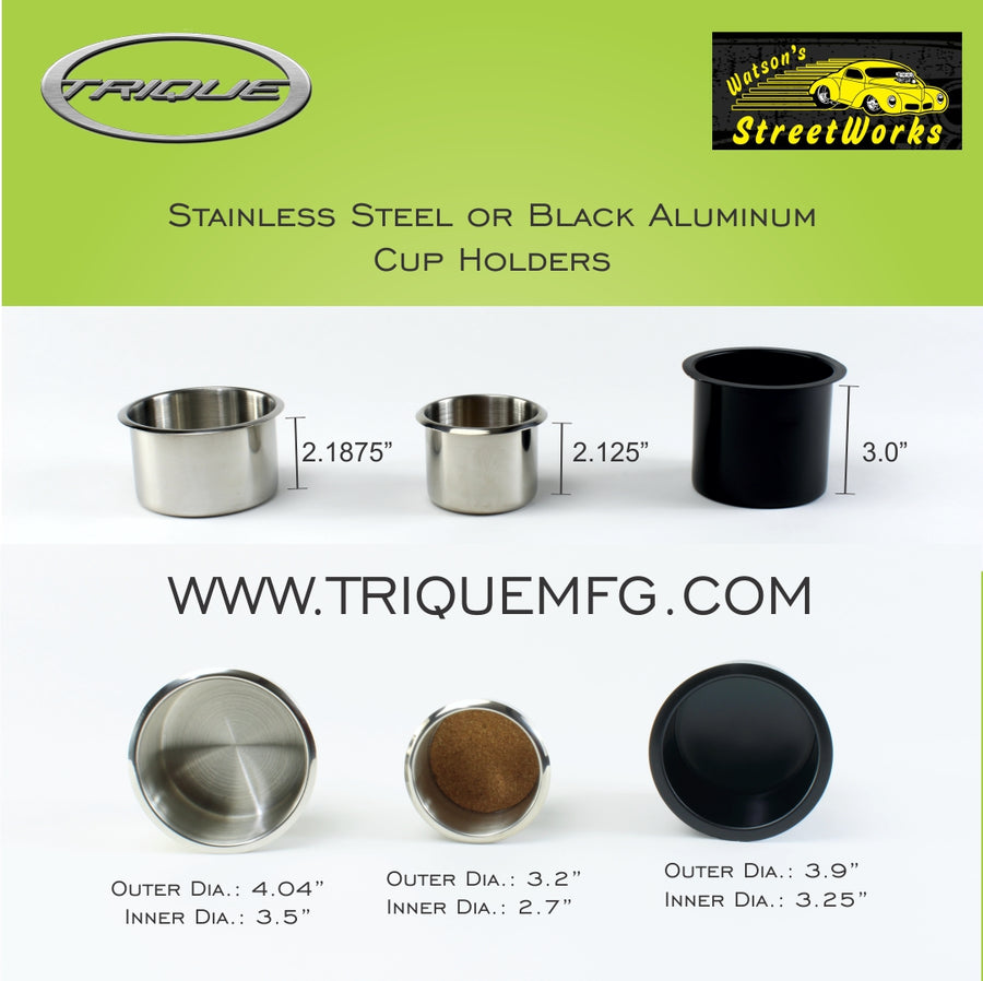 Black Aluminum Cup Holders (Pair)